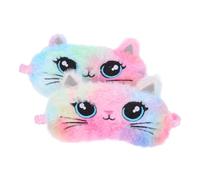 VALICLUD 2stücke Katzenaugenmaske Aus Plüsch Schlafmaske Für Mädchen Und Frauen Flauschige Augenabdeckung Mit Cartoon-kätzchen Für Reisen Hause Bequemer Augenschutz