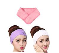VALICLUD 3 Stück Frottee Spa Stirnband Verstellbar Make Up Haarband für Damen Gesichtsbehandlung Duschanwendung mit Weiß Rosa Violett