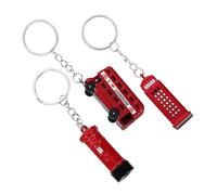 VALICLUD 3 Stück Teiliges London Souvenir Schlüsselanhänger Großer Uk Schlüsselring mit Bus Telefonzelle und Postkasten Authentisches Design als Reisegeschenk und Taschenanhänger für