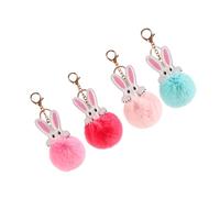 VALICLUD 4 Stück Hase Schlüsselanhänger Plüsch Kette Haar Schlüsselanhänger Apple Air-Tag Ostern geschenktasche Ostern Schlüsselanhänger mit Haarballen Schlüsselanhänger