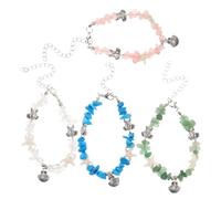 VALICLUD 4 Stück Strandschmuck mit Kieselstein Muscheln Seestern und Schildkröten Armbändern für Damen Dehnbar und Boho Stil für Sommerferien Am Strand