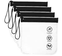 VALICLUD 4 Stück Transparente Reisekosmetiktasche Flughafen Zugelassene Flüssigkeitsbeutel mit Abnehmbarem Trageband für Shampoo Kosmetik Reiseaccessoires