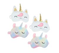 VALICLUD 4stücke Niedliche Tier-schlafmasken Weiche aus Polyester Einhorn-motive für Junge Mädchen und Frauen Lichtundurchlässig Verstellbares Gummiband Zufällige Farbe