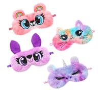 VALICLUD 4stücke Schlafmaske Mit Katzenmotiv Augenklappe Aus Weichem Plüsch Cartoon-augenmaske Einhorn-augenbinde Bären-augenmaske Augenmaske Mit Bunten Tieren Hübscher Augenschutz Für Reis