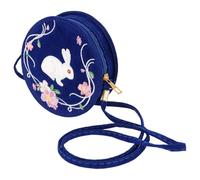 VALICLUD Antike Stickerei Umhängetasche Damen Rund aus Atmungsaktivem Cord mit Kaninchenmotiv Chinesische Schultertasche Crossbody Tasche Vielseitig Kombinierbar Blau