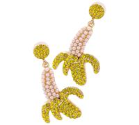 VALICLUD Bananen Ohrringe Damen Strass Baumelnd Kreativ Goldfarben Statement Schmuck für Party Alltag