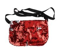 VALICLUD Bauchtasche für Damen mit Pailletten Leicht und Wiederverwendbar Verstellbarer Gurt für Outdoor-aktivitäten Rot Silber