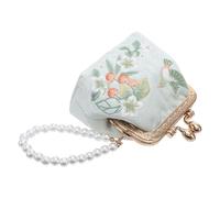 VALICLUD Bestickte Geldbörse mit Blumenmuster Clutch für Damen Mini-Organizer aus Jacquard mit Doppelverschluss Münzfach für Reisen und Büro