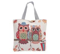 VALICLUD Canvas Tasche Damen mit Eulenmotiv Stickerei Geräumige Handtasche mit Innenfach für Kosmetika und Geldbörse Alltagstauglich und Reisegeeignet