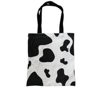 VALICLUD Canvas Tasche Mit Kuhmuster 15 Zoll Große Milch Canvas Einkaufstasche Für Frauen Und Studenten Leichte Segeltuchtasche Mit Reißverschluss Modische Schultertasche Für Alltag Und Shopping