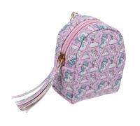 VALICLUD Cartoon Münzgeldbeutel PU Tasche Mini Ohrhörer Kabel Organizer Süßes für Mädchen Rosa Gestreiftes Einhorn Design