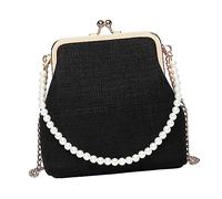 VALICLUD Clutch Schwarz Umhängetasche Damen mit Doppelfunktion Modische Schultertasche aus Canvas und Polyester für Abend Hochzeit und Alltag