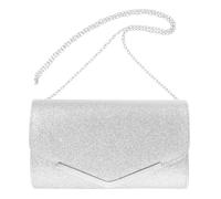 VALICLUD Damen Clutch Bag Silber Abendtasche Mit Kette 9.45X5.51X1.97 Zoll Elegant Für Hochzeit Party Abendessen Handtasche Elegant Schlicht