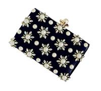 VALICLUD Damen Clutch mit Perlen, Schwarze Abendhandtasche für Hochzeit