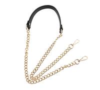 VALICLUD Damen Handtaschenkette Aus Pu-Leder Metallkette in Lichtgold Mit Schwarzem Leder Gesamtlänge Inklusive Verschlüssen Für Schultertaschen Clutch Und Mehr