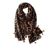 VALICLUD Damen Schal Leopard Muster Baumwolle Leinen Langer Schal 70.87X35.43 Zoll Schlauchschal Leichter Animal Print Für Alltag Party Und Reise