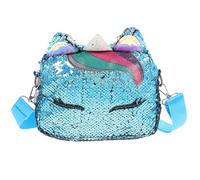VALICLUD Einhorn Umhängetasche Mädchen Mini Crossbody Pailletten Tasche Mit Kette 7.48X2.76X5.91 Zoll Für Freizeit Alltag Party Geschenk