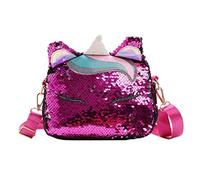 VALICLUD Einhorn Umhängetasche Pailletten Mini Crossbody Tasche 7.48X2.76X5.91 Zoll Für Mädchen Freizeit Strand Reisen Kettenhandtasche
