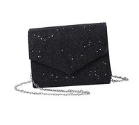 VALICLUD Elegante Abendtasche für Damen Schwarz Pu Polyester Clutch Umhängetasche Modische Tasche für Shopping und Night