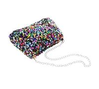 VALICLUD Elegante Damen Abendtasche mit Glitzernden Pailletten Quadratische Form Abnehmbare Metallkette und Verschleißfestes Polyester für Hochzeit und Alltag