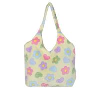 VALICLUD Fluffige Damen Schultertasche Große Plüsch Tote Bag Weich Geräumig Casual Einkaufstasche Elegant Cremeweiß