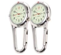 VALICLUD Fluoreszierende Taschenuhr mit Karabiner 2 Stück Bergsteiger Karabineruhr aus Langlebigem Metall Großes Leuchtendes Zifferblatt Outdoor Sport Zubehör für Wandern und Klettern