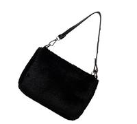 VALICLUD Frauen Plüsch Geldbörse Faux Fell Geldbörsen Plüsch Achseltasche für Frauen Dame Mädchen Flauschige Geldbörse Clutch Geldbörsen Plüsch Umhängetasche Crossbody Bag Black