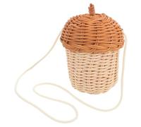 VALICLUD Geflochtene Rattan Umhängetasche in Tannenzapfenform Kleine Crossbody Tasche Dekorative Aufbewahrungstasche für Fotorequisiten und Party Dekoration