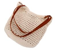 VALICLUD Große Gewebte Schultertasche aus Baumwoll Leinen Ästhetische Strand und Einkaufstasche für Damen und Studenten Vielseitig und Geräumig in Beige