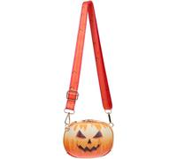 VALICLUD Halloween Kürbis Umhängetasche Damen Kleine Runde Crossbody Tasche PU Material Leuchtend Vielseitig für Alltag Party und Reisen