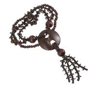 VALICLUD Hawaii Choker Halskette Holzperlenkette aus Kokosnussschalen Rund mit Quaste Vintage Boho für Damen und Herren für Casual Anlässe und Hawaii Hochzeitsparty