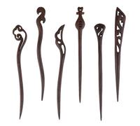 VALICLUD Holz Haarnadeln 6 Stück Ebenholz Handgefertigt Antik Geschnitzt Damen Haarschmuck Dutt Haarstäbchen Retro Für Party Alltag Geschenk