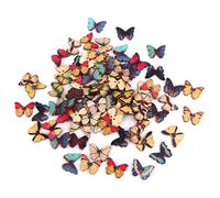 VALICLUD Holzknöpfe 100 Stück Bunte Schmetterling Knöpfe 2 Löcher 2.8 X 2.1 X 0.3 Cm Zum Annähen Für Diy Nähen Handwerk