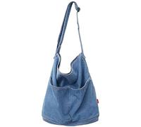 VALICLUD Jeans Tasche Damen Groß Canvas Shopper Mit Verstellbarem Schultergurt Halbrundem Design Vielseitige Umhängetasche Für Alltag Freizeit Shopping