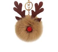 VALICLUD Keyring Bag Elch Schlüsselanhänger Weihnachten Elch Anhänger Elch Keychain Weihnachten Schlüsselbund Tier Pelz Keychain Pom Pom Weihnachtstaschenanhänger Lanyard Mädchen