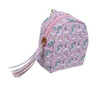 VALICLUD Kinder Kleiner Geldbörse Pu Cartoon Einhorn Kopfhörerkabeltasche Pink Gestreift Kleine Aufbewahrungstasche Für Münzen Und Schlüssel