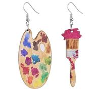 VALICLUD Künstler Holz Ohrringe Für Damen Bunte Baumelnde Schmuckstücke Boho Style Ohrhänger Perfekt Für Partys Bankette Und Alltag