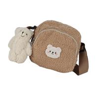 VALICLUD Lammwolle Umhängetasche Bärentasche 15X15X6Cm Flauschige Teddyfell Crossbody Tasche für Kassenkameraden und Alltag