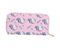 VALICLUD Lange Damen Geldbörse Einhornmotiv Pu Leder Rundum Reißverschluss Mädchen Cartoon Geldbeutel Für Alltag Und Reisen