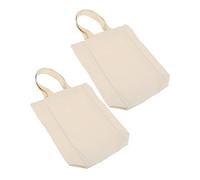 VALICLUD Leinwand Weinflaschenträger Tasche 2 Stück 30x15x8cm Beige Canvas Tragbare Weintasche Mit Griff Für Wein Bier Brandy Whiskyflaschen Geschenkbeutel