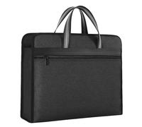 VALICLUD Mehrschichtige Dokumentenmappe aus Canvas mit Reißverschluss zur Sicheren Organisation von Unterlagen für Büro und Meetings in Schwarz