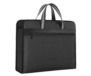 VALICLUD Mehrschichtige Dokumentenmappe aus Canvas mit Reißverschluss zur Sicheren Organisation von Unterlagen für Büro und Meetings in Schwarz