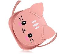 VALICLUD Modische Katzen Umhängetasche Mädchen Pu Leder Leichte Kinder Schultertasche Cartoon Crossbody Tasche Freizeit Reise