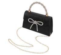 VALICLUD Pailletten Clutch Abendhandtasche Damen Schwarz mit Strass Schleife Metall und Polyester für Abendanlässe und Hochzeiten