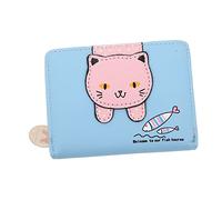 VALICLUD Pu Cartoon Katzen Geldbörse Für Damen Niedliches Münz Und Kartenetui Tragbarer Organizer Für Karten Und Kleingeld Für Schule Und Alltag