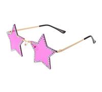 VALICLUD Randlose Sternförmige Damen Sonnenbrille mit Strass UV Schutz Goldfarbenem Metallrahmen Partybrille für Halloween Silvester Junggesellinnenabschiede