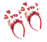 VALICLUD Rote Pailletten Haarbänder Liebe Geformt 2 Stück Party Haar Accessoire Valentinstag Stirnband für Hochzeitsfeier Geburtstagsfeier