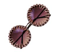 VALICLUD Runde Vintage Sonnenbrille mit Nieten und Strasssteinen Polycarbonat Rahmen Zinklegierung Modische Partybrille