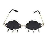 VALICLUD Sonnenbrille für Frauen, Wolkenform, randlos, Sonnenbrille mit Lightning-Charms, modische Sonnenbrille, farbige Gläser, grau, J5725D75163AZ0T, Grau, J5725D75163AZ0T