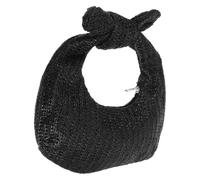 VALICLUD Strohtasche Geflochtene Handtasche mit Schleife Halbmond Form Schwarz Atmungsaktiv Vielseitig Tragbar für Damen und Mädchen Party und Abschlussball